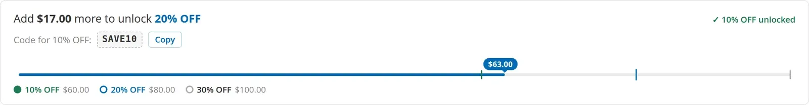 Linear Marker on the Cart page