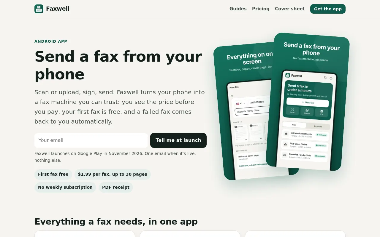 Faxwell homepage